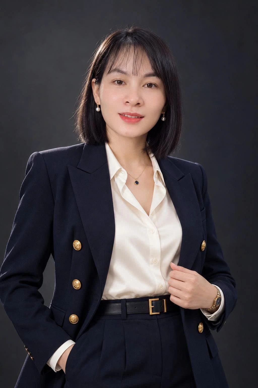 Ảnh chân dung Chang Nguyễn trong trang phục navy.